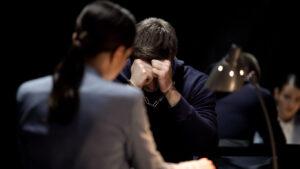 Handcuffed man getting probation from a jury for sexual assault charges.