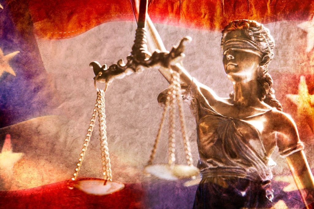 Scales of justice and the Texas state flag, representing Texas Penal Code sentencing options.