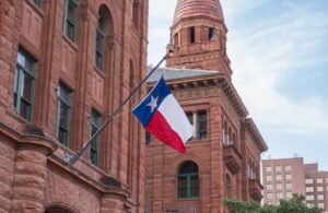The exterior of a federal courthouse in Texas, representing the severity of federal child exploitation cases.
