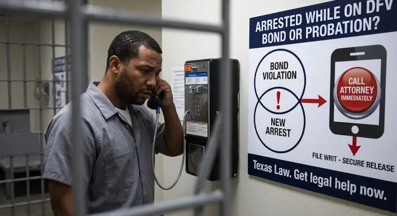 A person in jail making a phone call to an attorney for help.